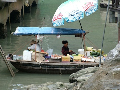 Baie d Along - 096 - Marchande barque - Vietnam